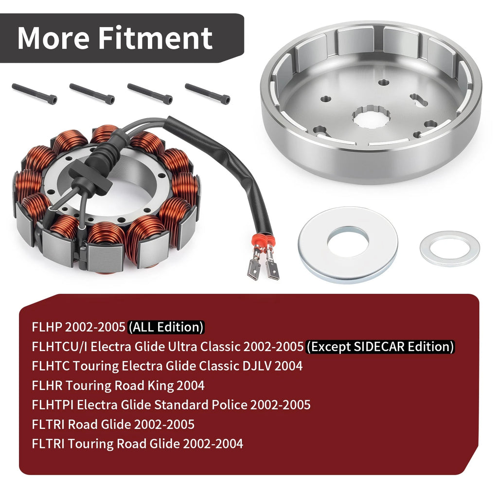 45Amp Stator Flywheel Rotor for Harley Electra Glide, Road Glide, Road King (–)