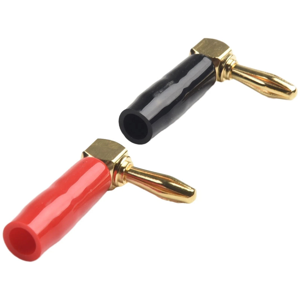 Set of 4 Gold Plated 4mm Banana Connectors 90 Degree Right Angle