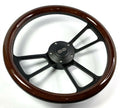 14 Inch Black 5 Hole Steering Wheel Dark Wood Wrap for All Vehicles (Universal)