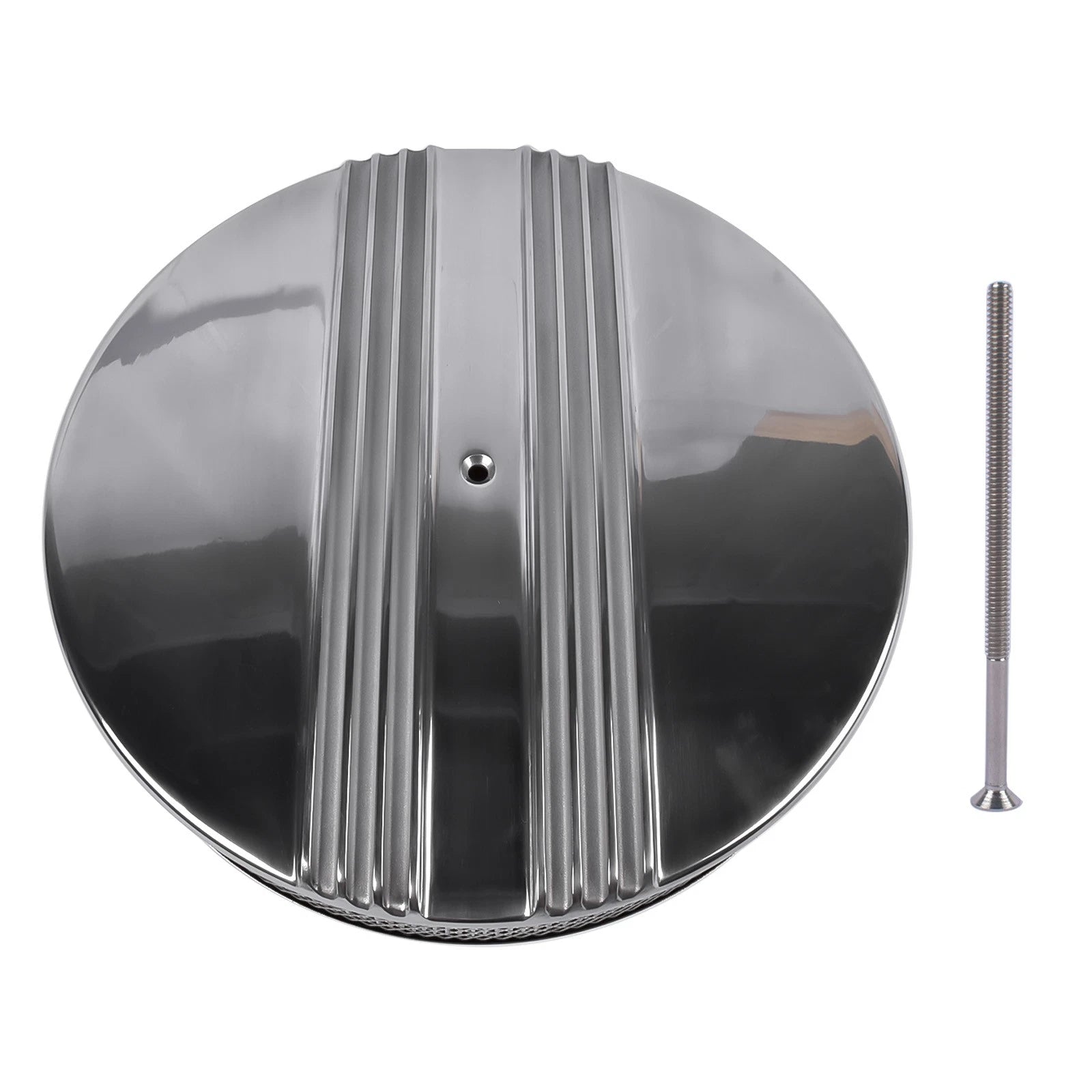 14" Half Finned Aluminum Air Cleaner for Universal Applications (Polished)