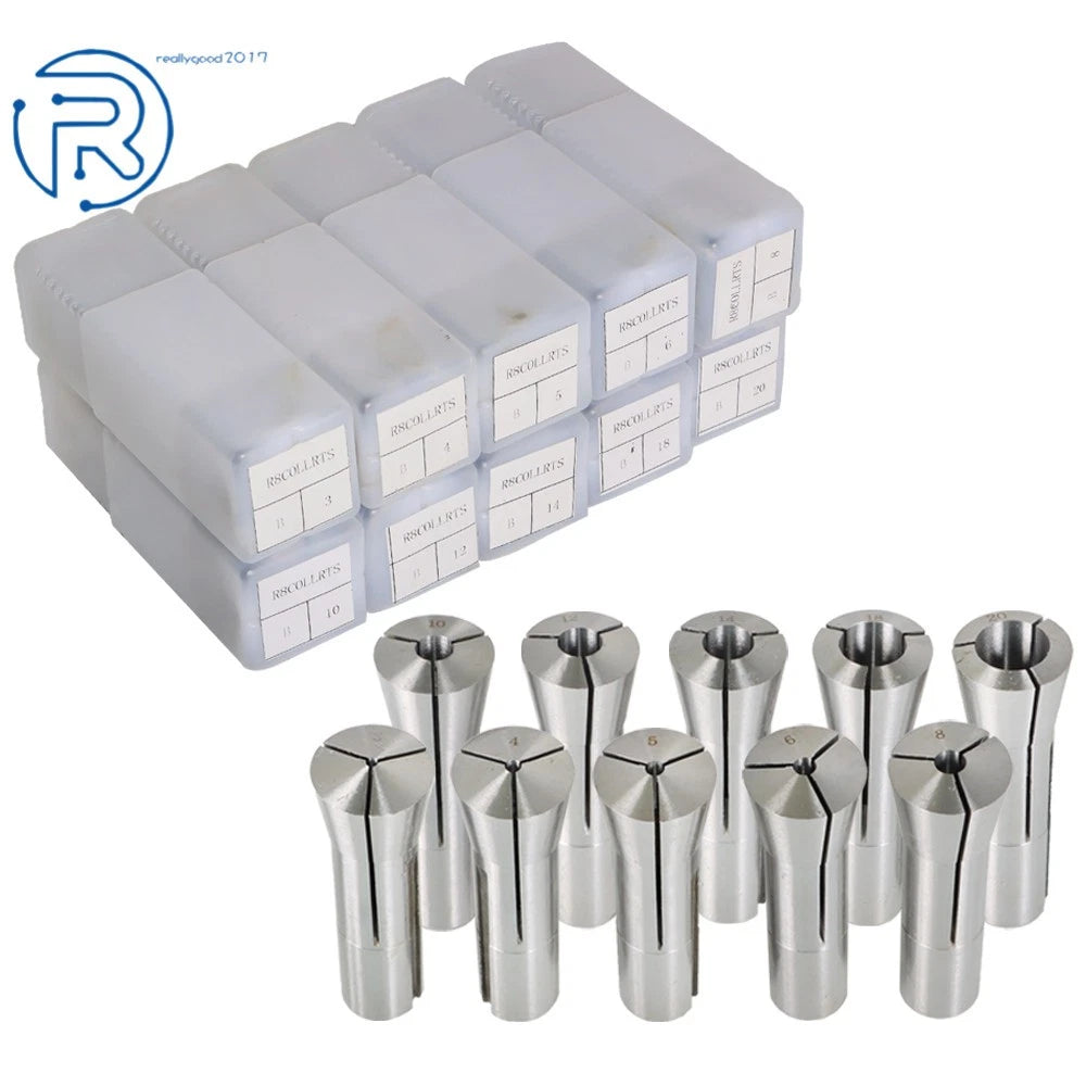 10 Piece R8 Round Spring Collet for CNC Machines