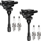 2 Ignition Coils + 4 Denso Platinum Spark Plugs for Mitsubishi Lancer (2002–2007)