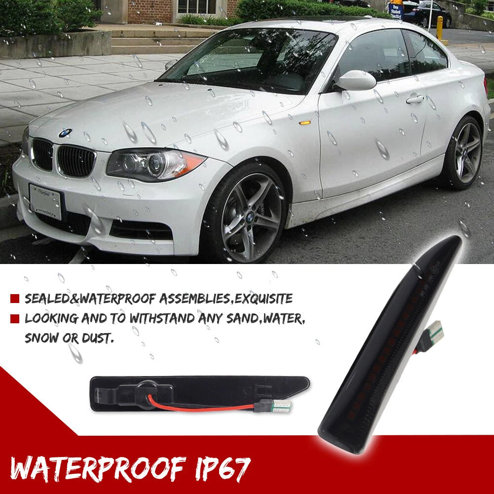 Smoked Dynamic Amber LED Front Side Marker Lights for BMW 7-Series (2002–2008)