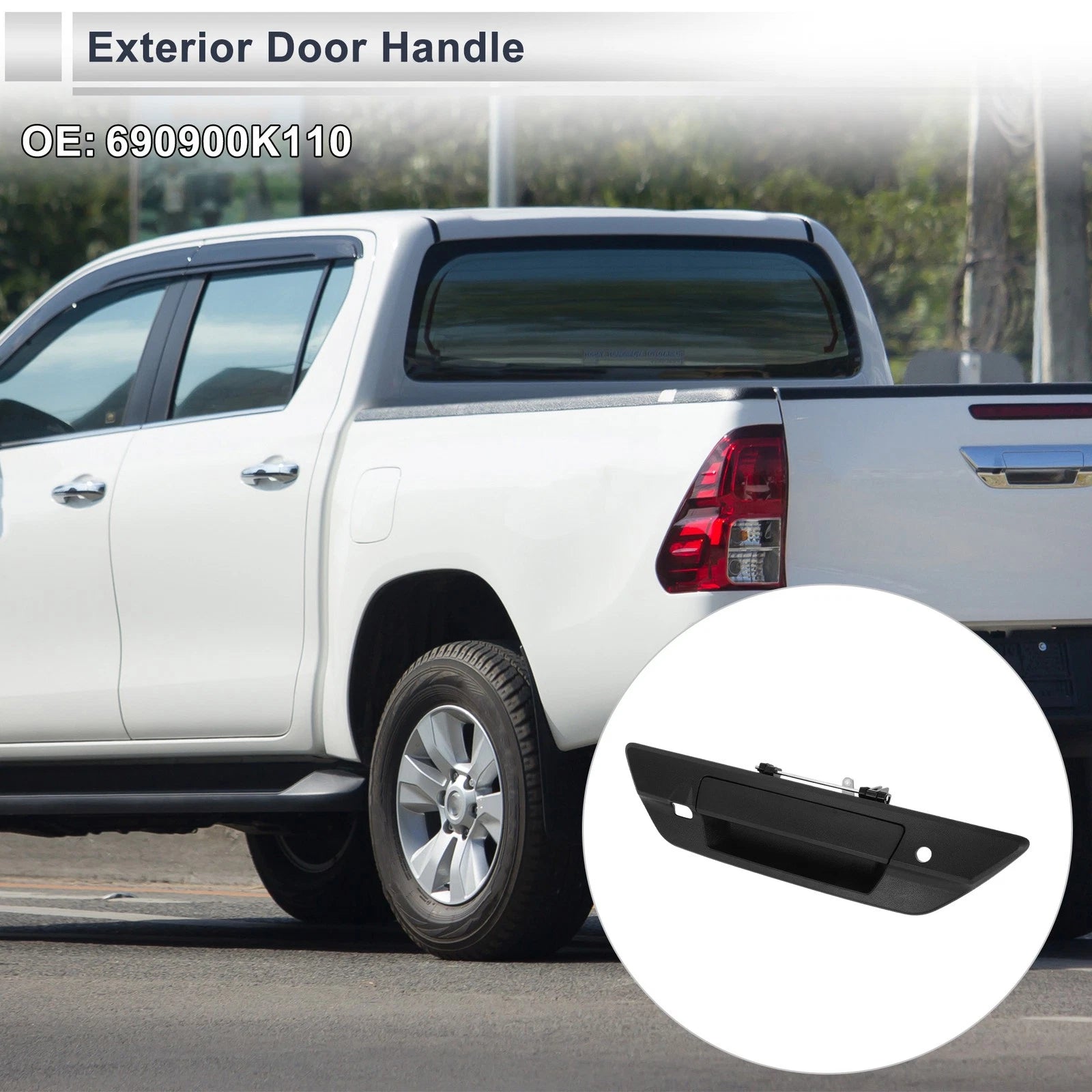 Exterior Door Tailgate Handles for Toyota Hilux Revo (2015–2021) No.690900K110 Black