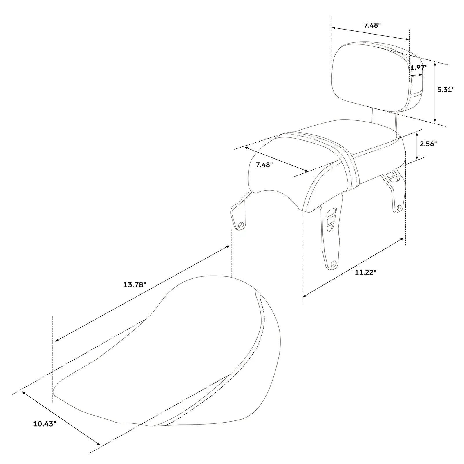 Driver Passenger Seat Backrest for Indian Scout Sixty Bobber (2018-2023)