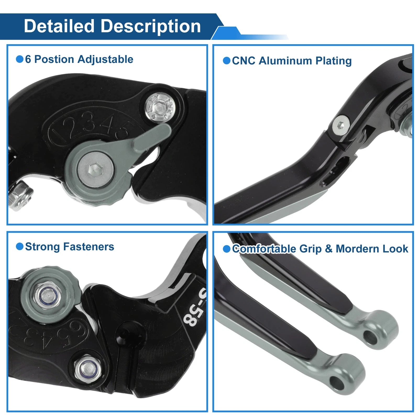 Short Long Brake Clutch Levers for Suzuki GSX-S1000/F/S/ABS (2015–2020) Black Titanium