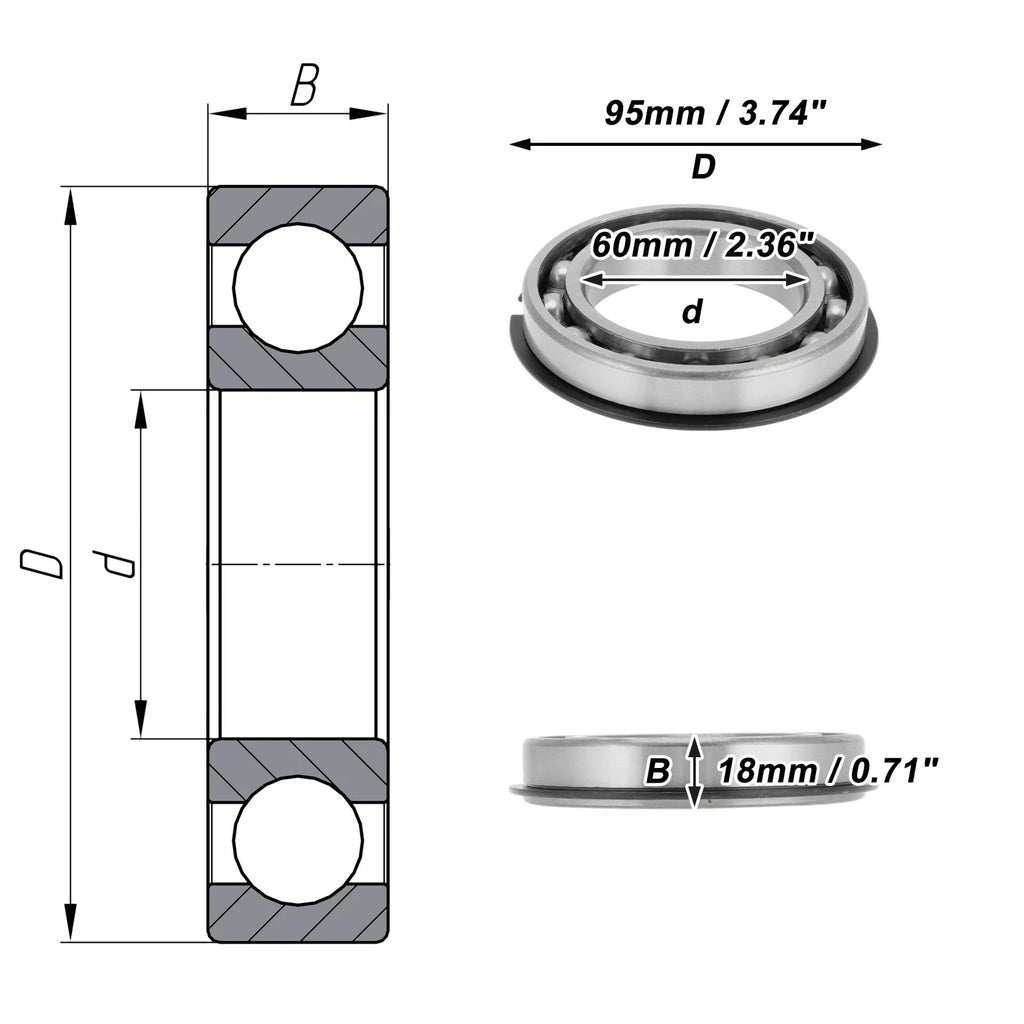 6012NR Deep Groove Ball Bearing for Scooter Skateboard Wheel (P5)