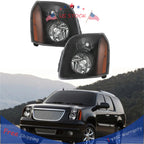 2X Black Headlights for GMC Yukon XL 1500 2500 Denali (2007–2014)