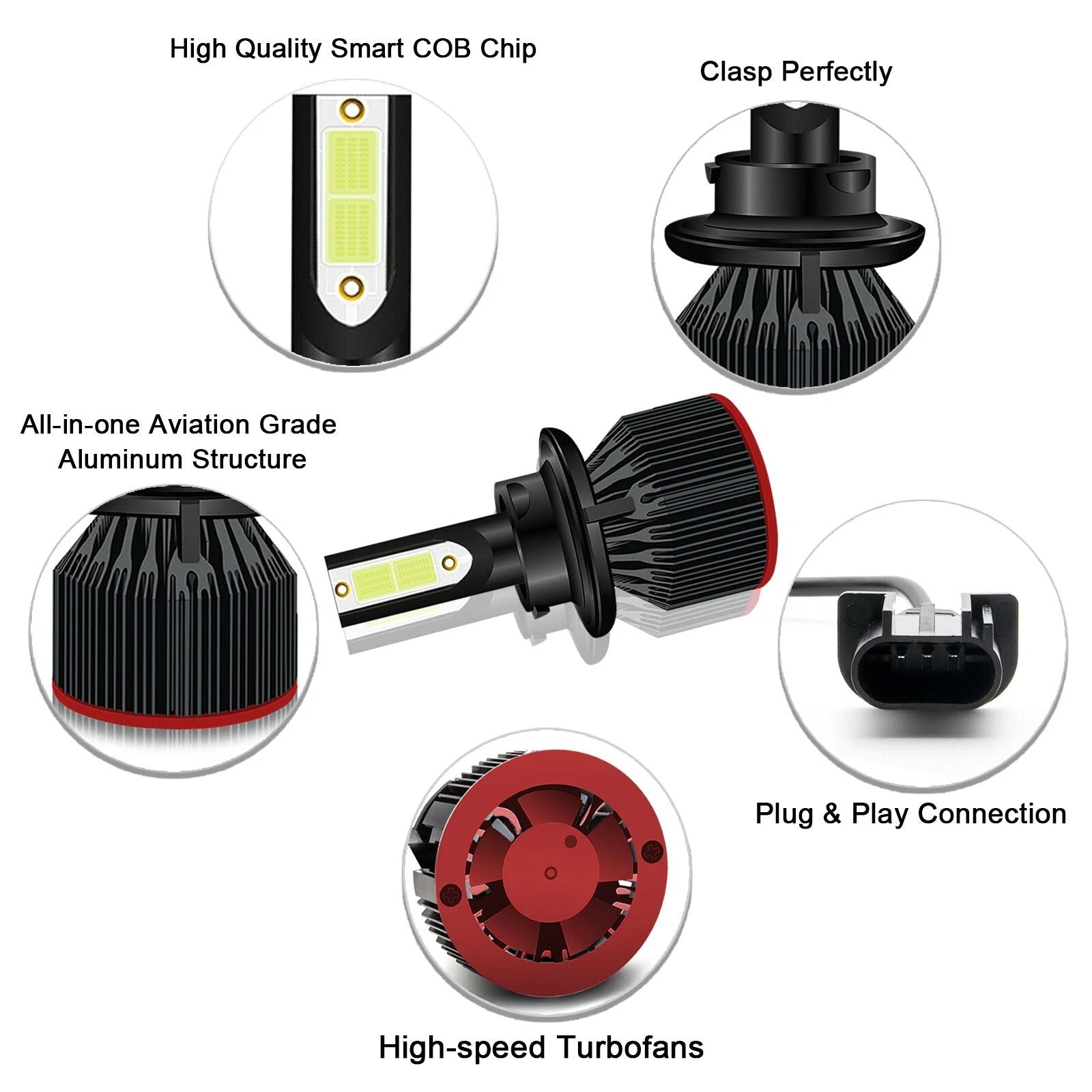 2Pcs H13 9008 LED Headlight Bulb Conversion Kit for High/Low Beam (2017-2024)