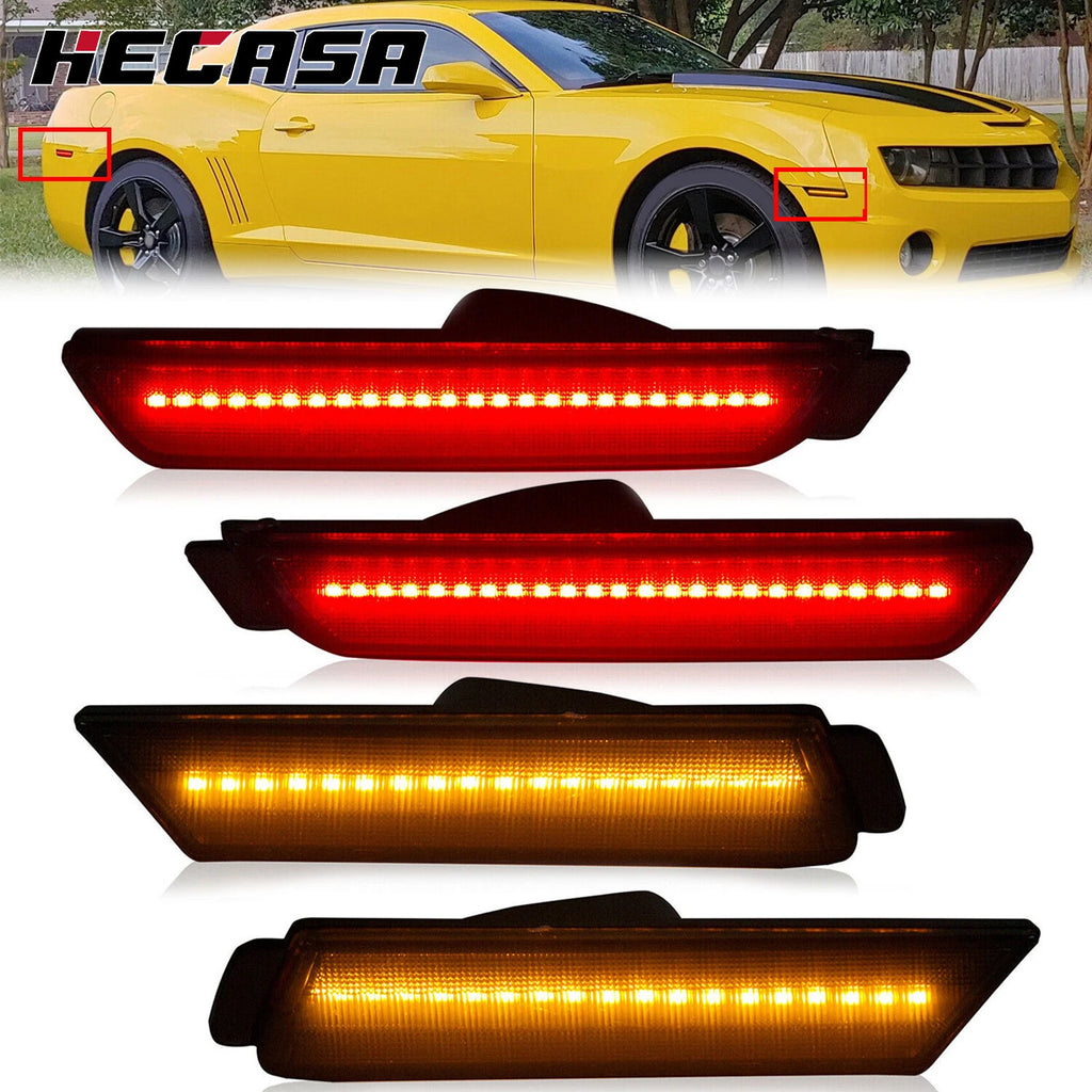 4X LED Front Rear Side Marker Lights for Chevy Camaro SS LT ZL1 LS (2010–2015)