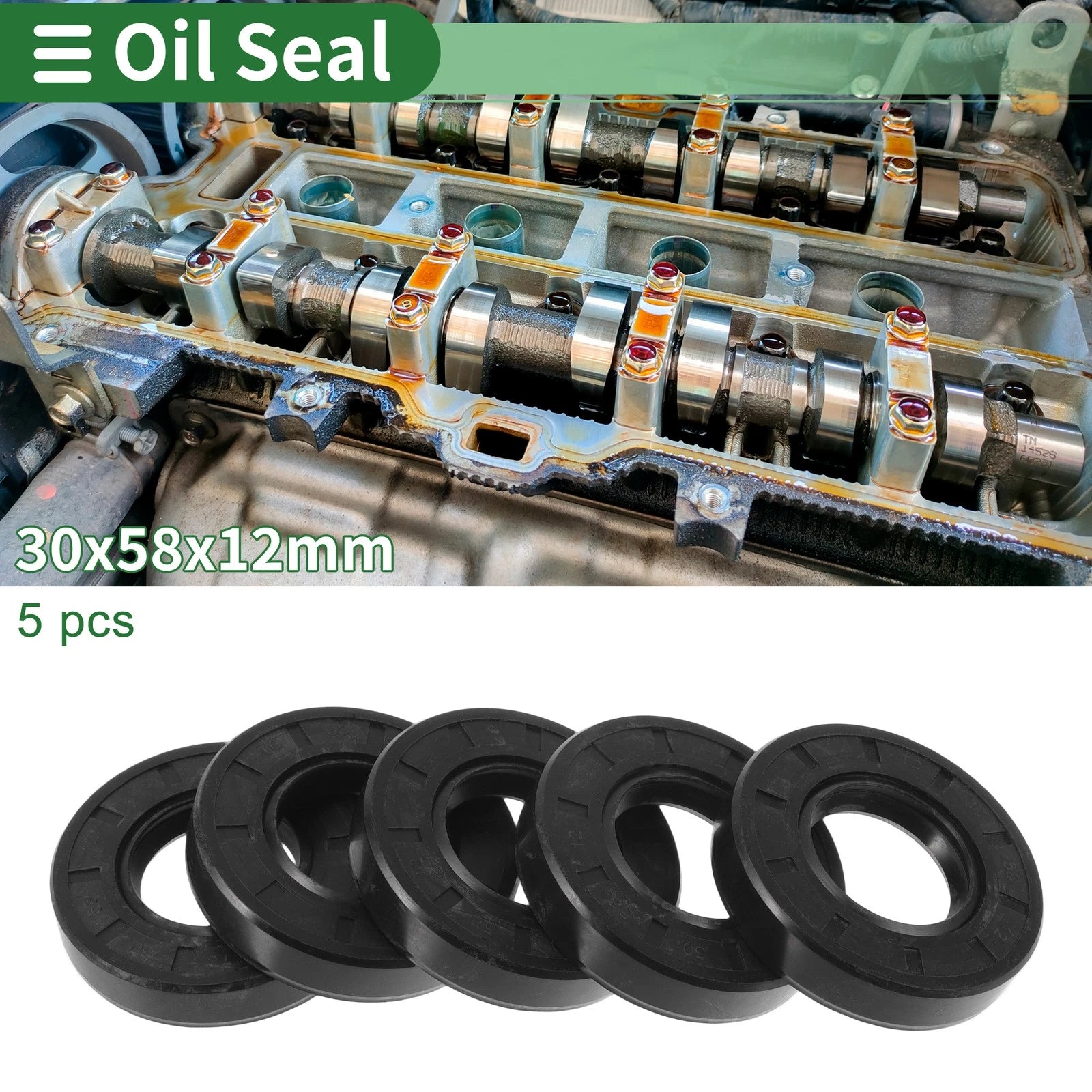 Set of 5 Oil Seal Rotary Shaft Seal NBR Rubber 30x58x12mm for Various Models