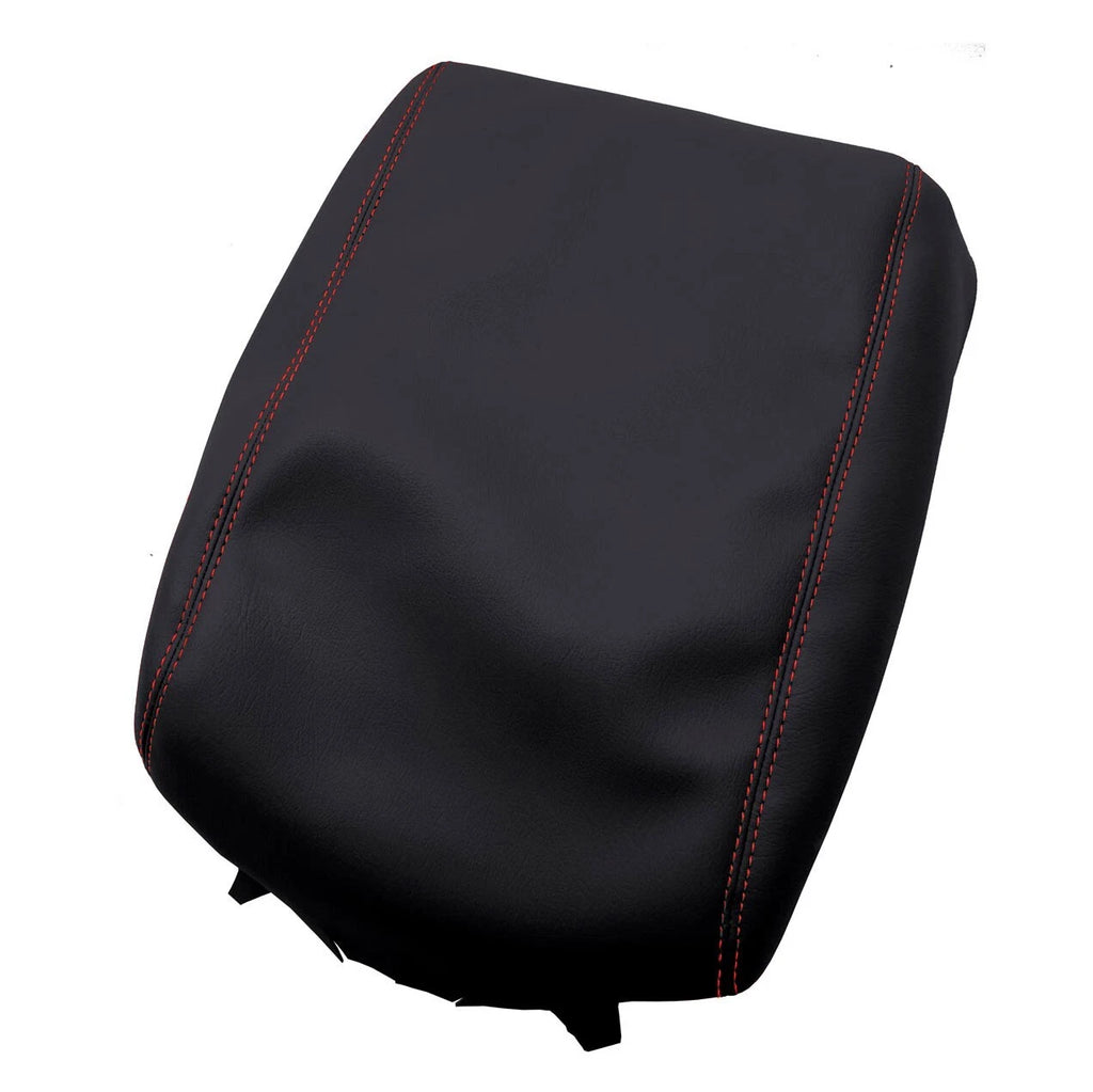 Console Armrest Cover for Nissan Titan (2016–2020) Red Stitch PVC Leather