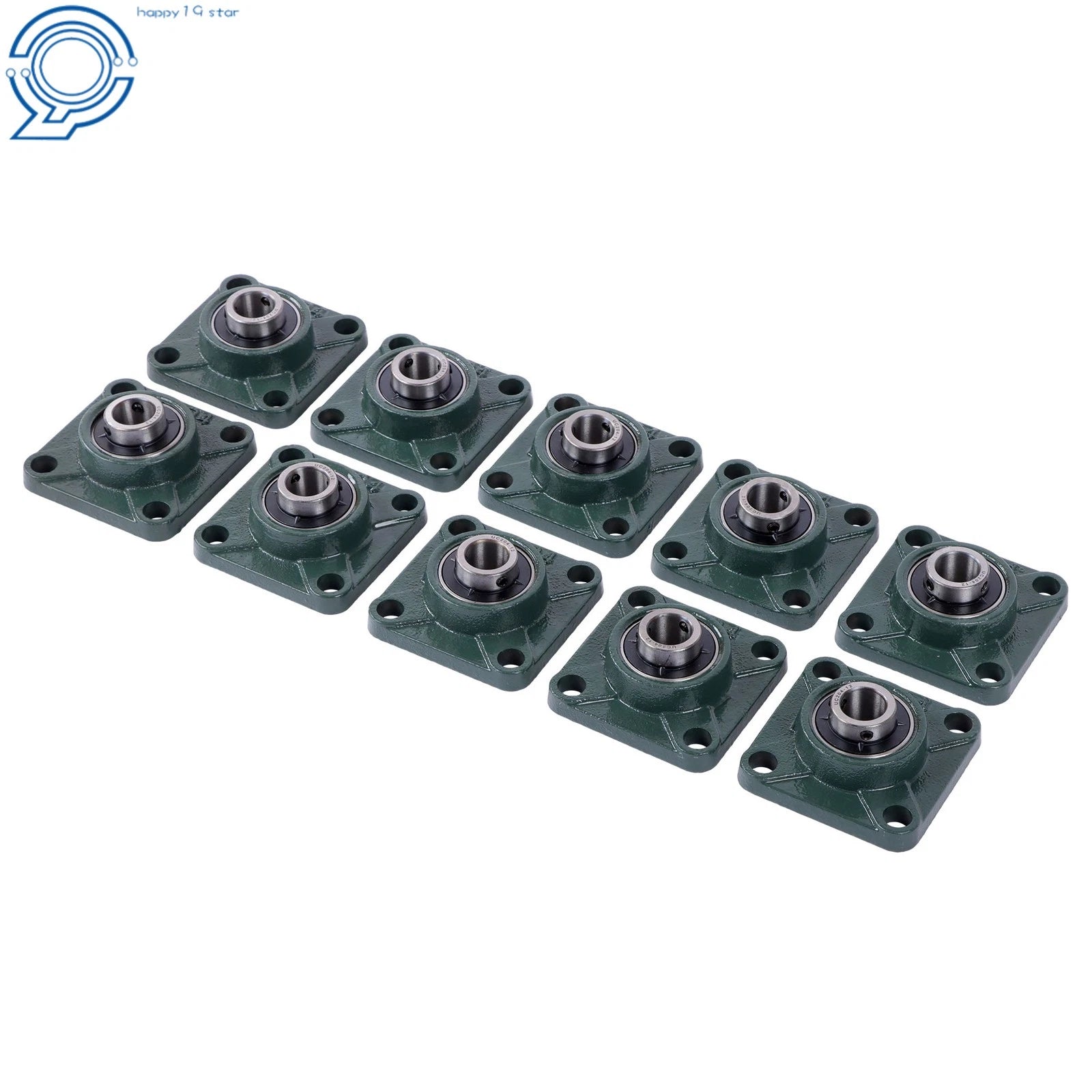 Set of 10 Pillow Block Bearings for UCF204 (Self-Alignment, 3/4" Bore)