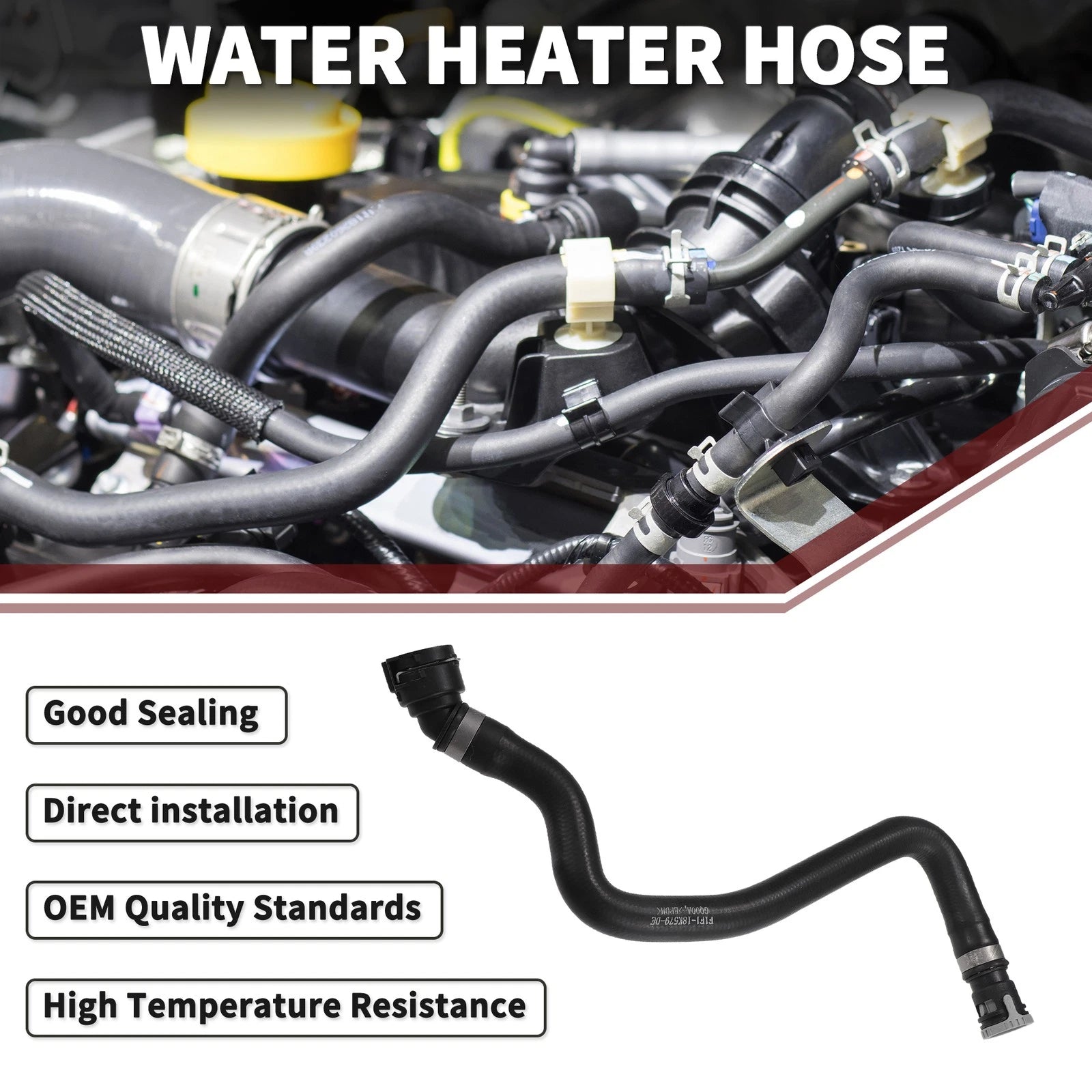 Water Heater Hose for Ford C-Max (2015–2019) No.F1F118K579XA | Black