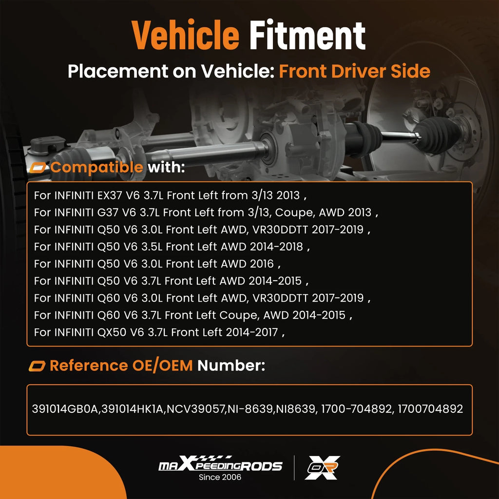 Front Left CV Axle Joint for Infiniti Q50 (2014–2019) 3.0L 3.5L 3.7 AWD