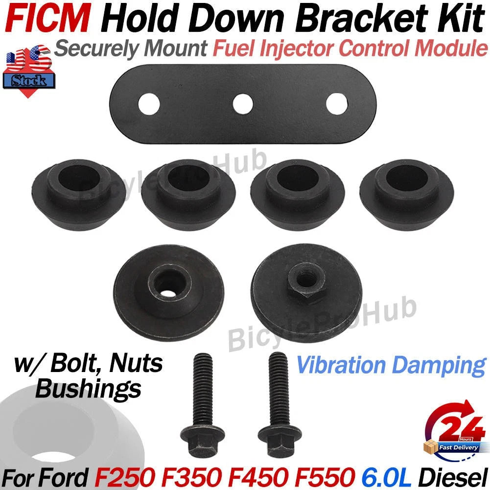 Set of 4 Fuel Injector Control Module Hold Down Brackets for Ford F-250 F-350 (2003–2007)