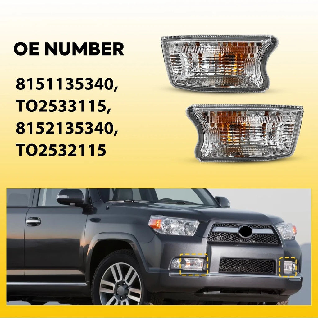 Set of 2 Amber Turn Signal Corner Lamps for Toyota 4Runner (2010–2014)