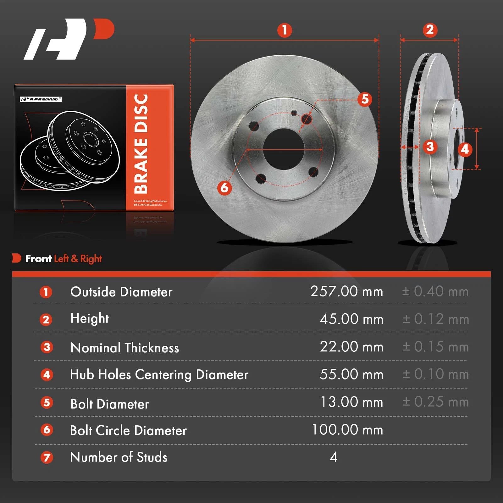 Front Disc Brake Rotors for Ford Escort (1991–2003) Mazda MX-3 (1992–1996)