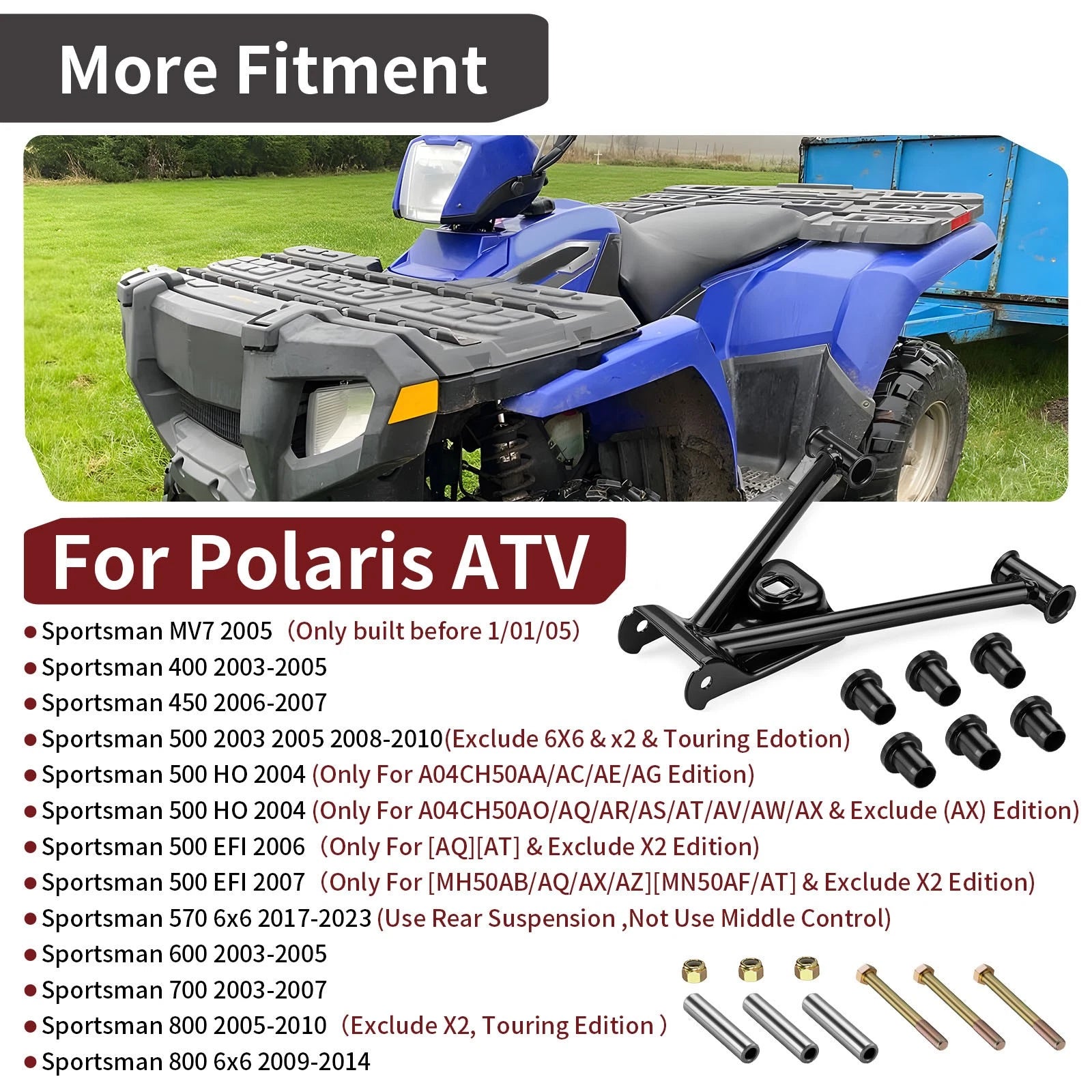 Rear Upper Right A-Arm w/ Bushing Kit for Polaris Sportsman 570 6x6 (2017–2023)
