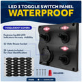 3 Gang Toggle Switch Panel with Power Socket for Boat (Universal Fit)