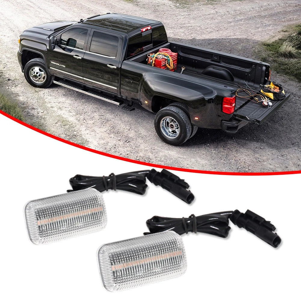 2X Clear Lens Amber LED Rear Fender Marker Light for Chevy GMC 2500/3500HD (2015–2023)