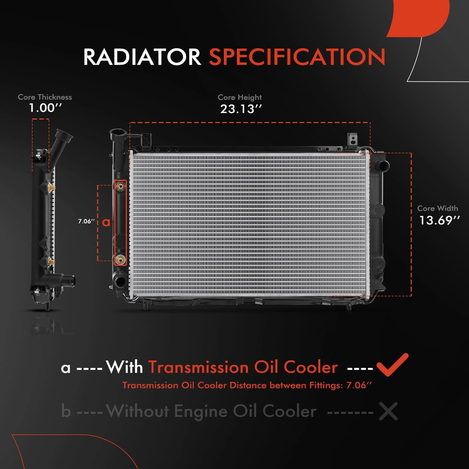 Radiator with Trans Oil Cooler for Nissan Sentra (1989–1990)