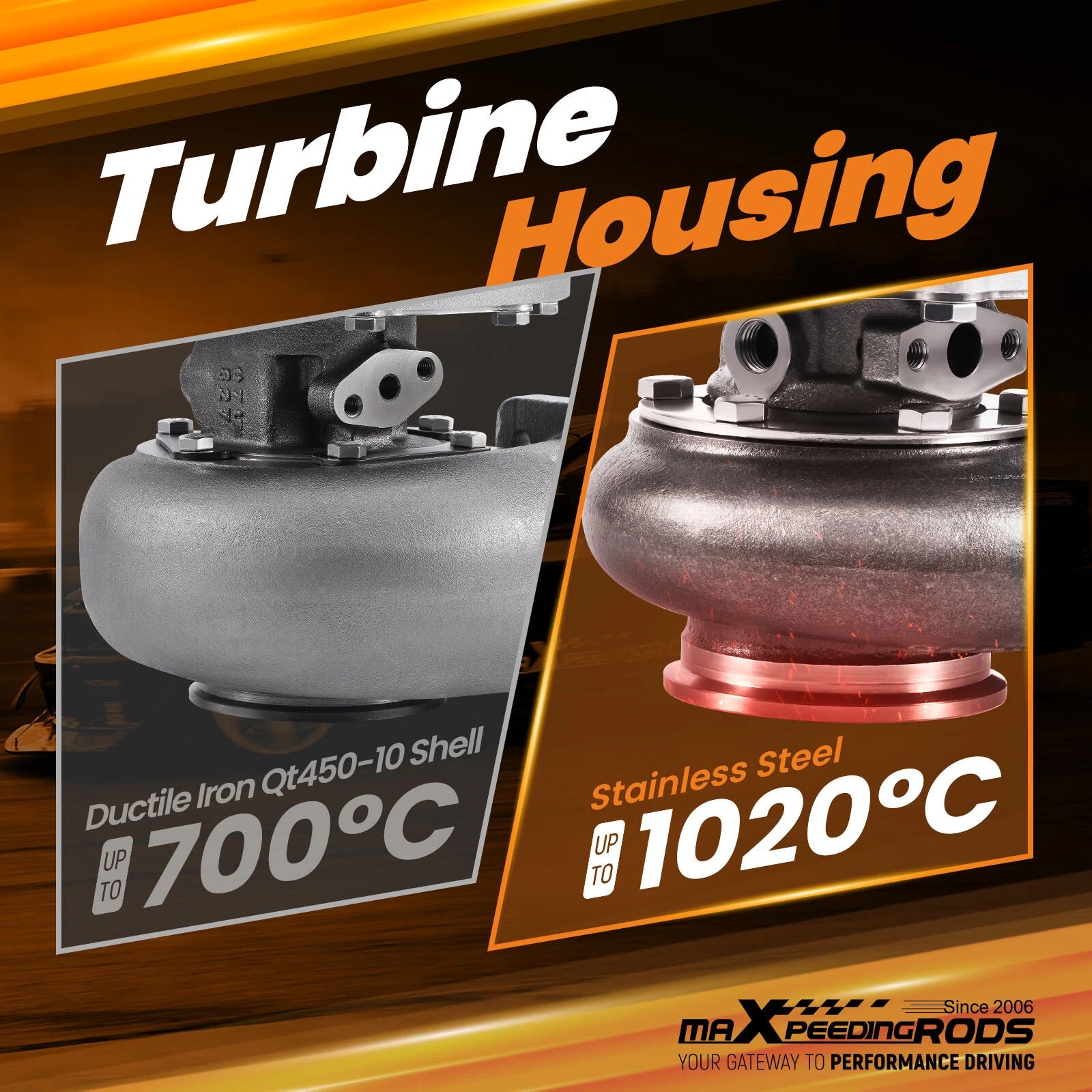 Turbo T25 for Racing (Up to 550HP, Dual Ball Bearing, Water Oil Cooling)
