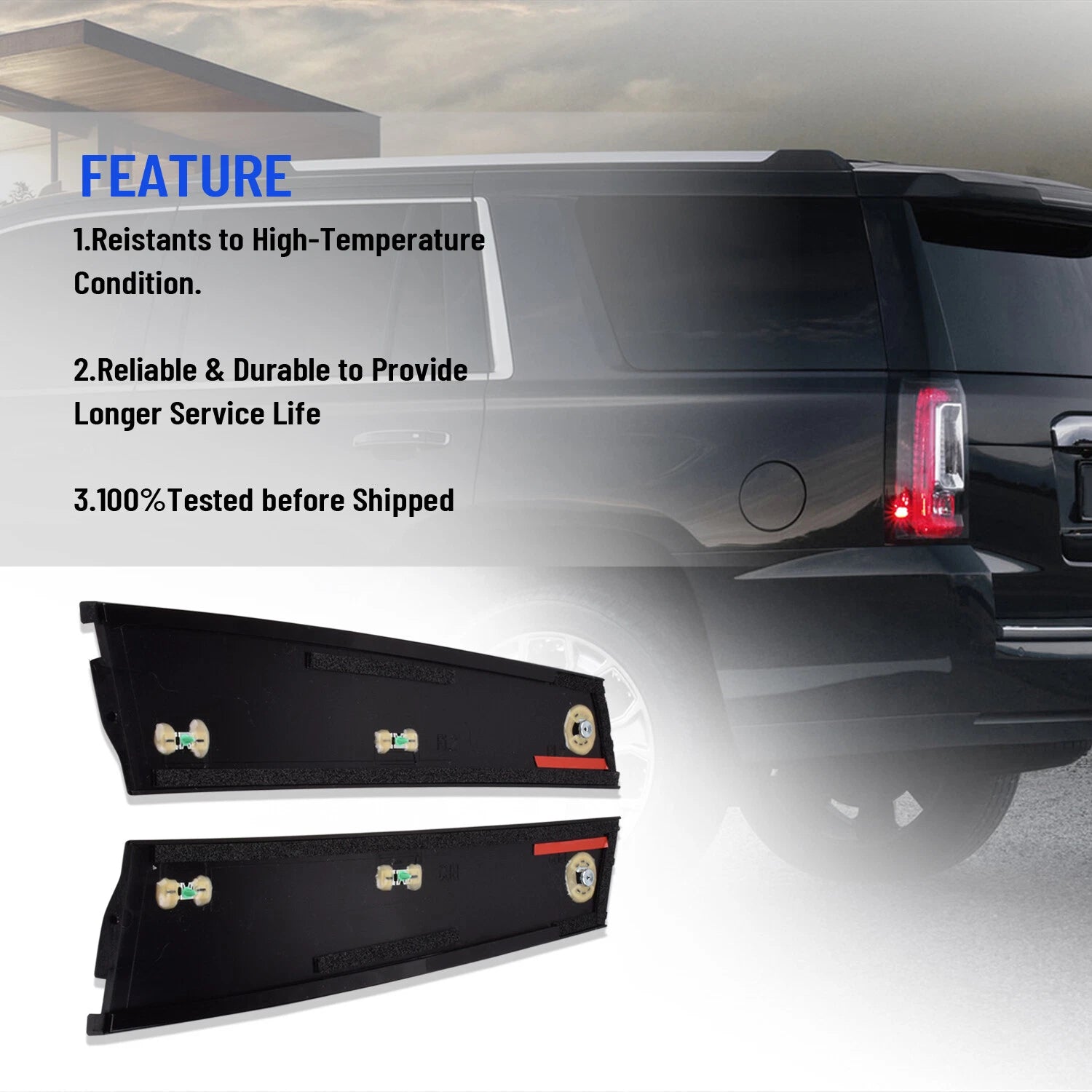 Rear Door Applique Trim Gloss Black for GMC Yukon XL (2015–2018)