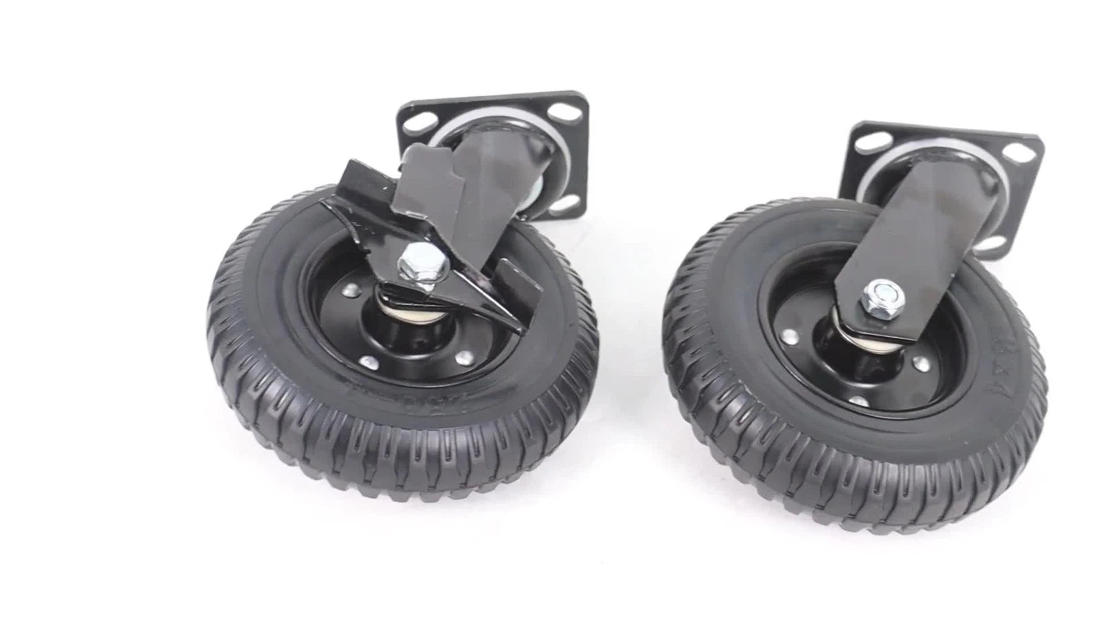 2 Pcs 8" Rubber Swivel Caster Wheels for Heavy-Duty Use (1000Lbs)