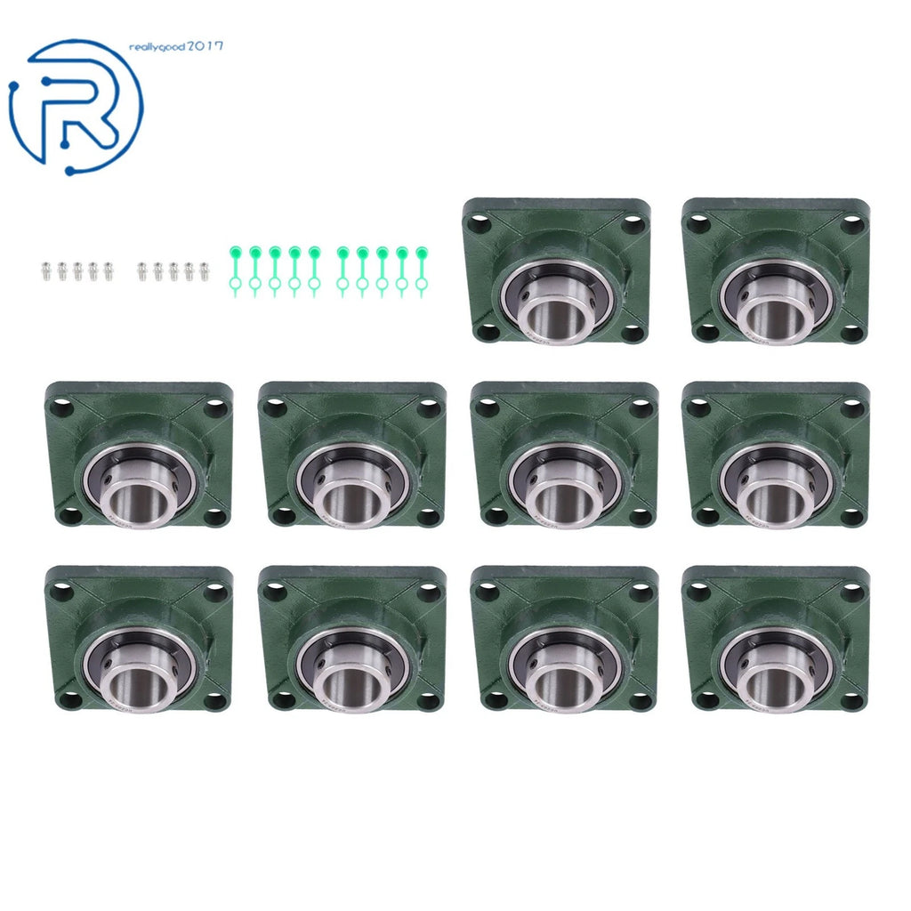 Set of 10 UCF208-24 Pillow Block Flange Bearings 1-1/2" Bore 4 Bolt