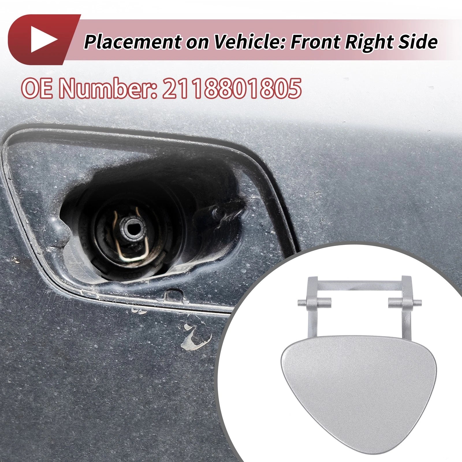 Front Right Washer Nozzle Cover Cap for Mercedes-Benz E320 (1994–2006) Silver Tone