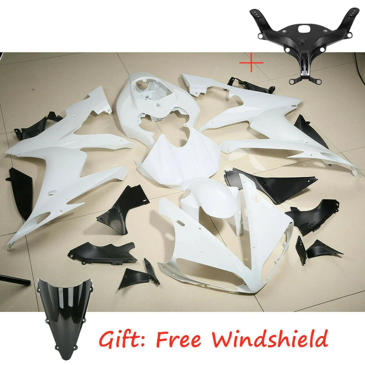 Unpainted Fairings Bodywork & Upper Stay Bracket for Yamaha YZF R1 (2004–2006)