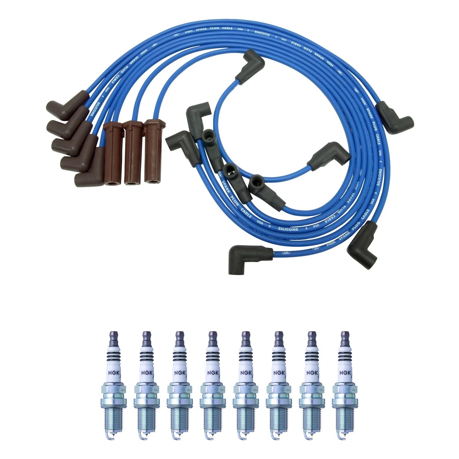 NGK 7mm Wire Set & 8 Iridium Spark Plugs for Chevrolet Camaro (1989–1992)
