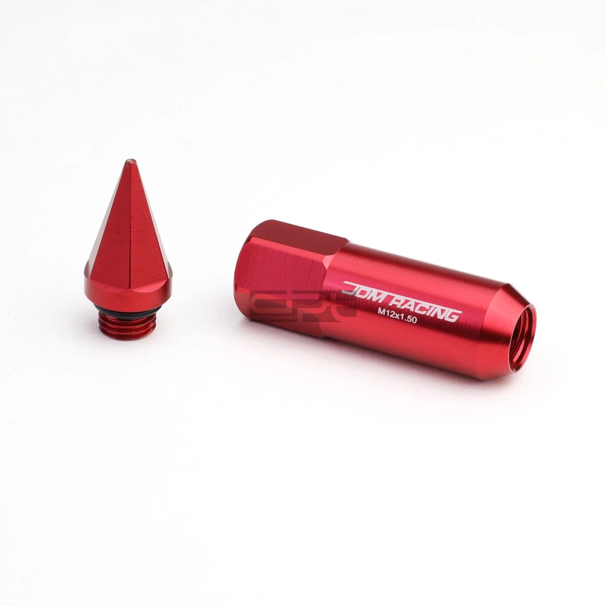 20 PCS M12X1.5 90MM Tall Red Aluminum Spiked Cap Lug Nuts + Adapter