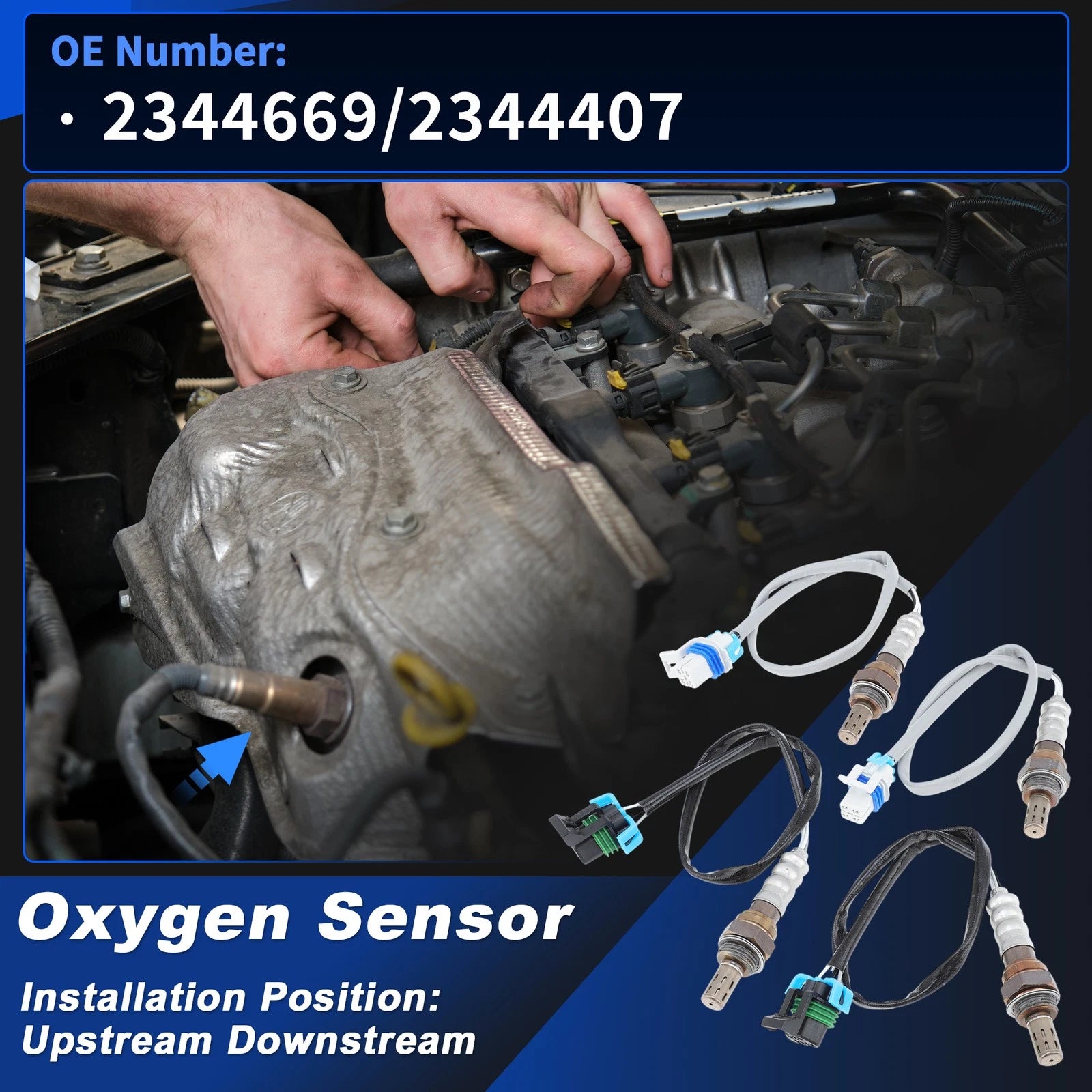 Set of 4 Upstream Downstream Oxygen Sensors for Chevy Silverado 6.0L (2003–2004)