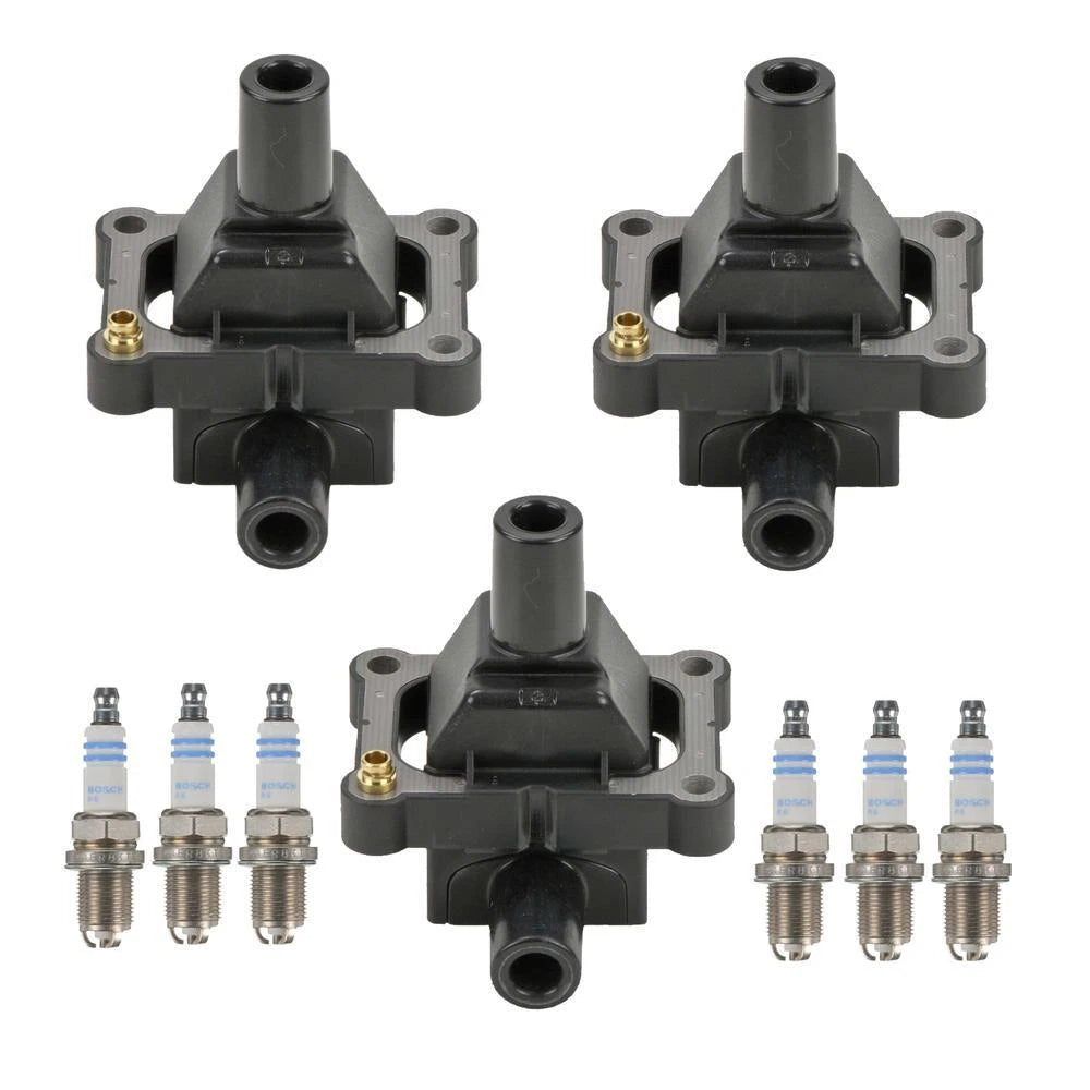 Set of 3 Ignition Coils & 6 Spark Plugs for Mercedes W140 S320 (1992–1999)