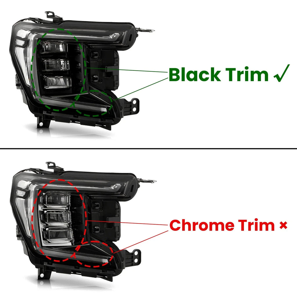 Full LED Black Headlight Set for GMC Yukon XL Denali/AT4 (2021–2024)