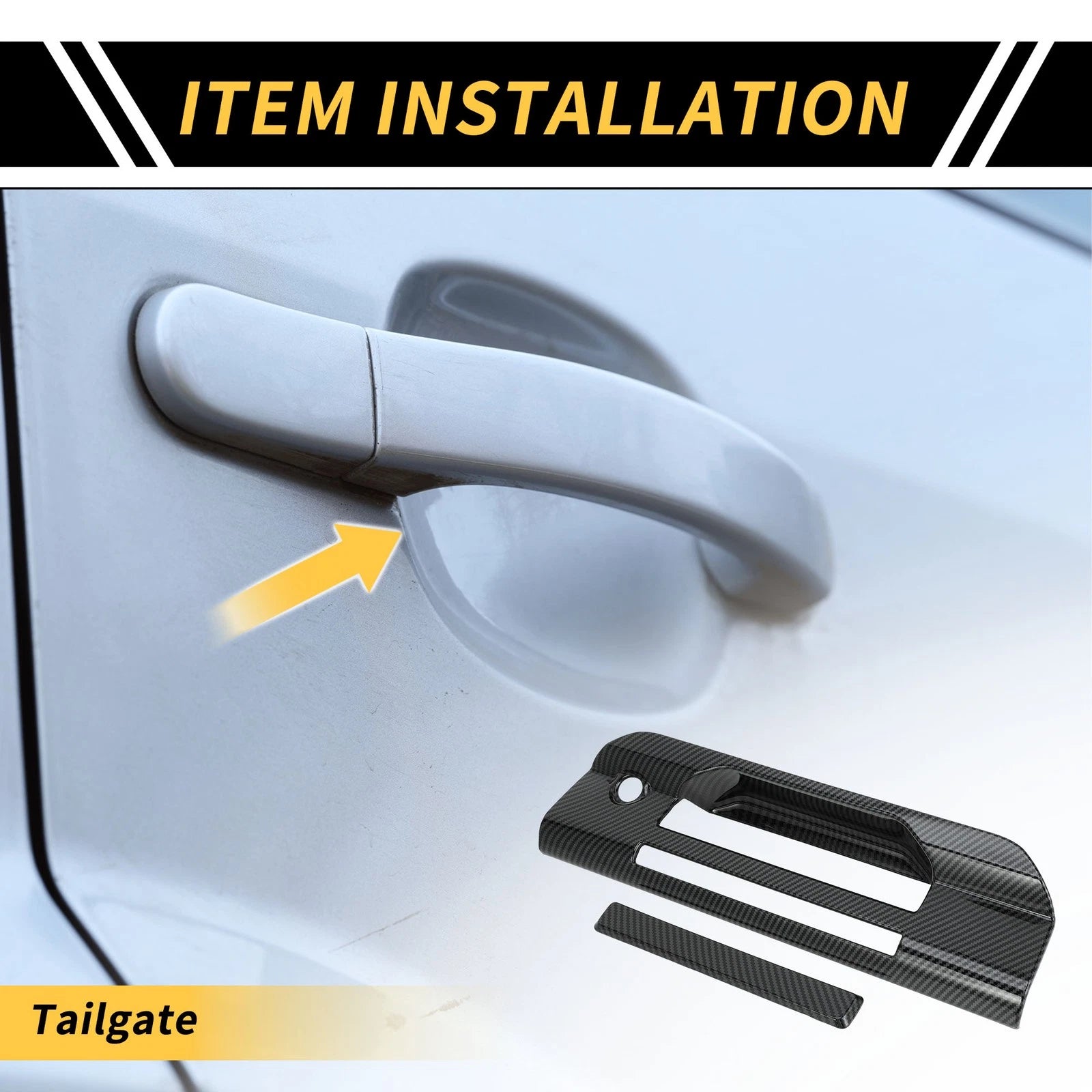 Set of 4 Carbon Fiber Pattern Trunk Door Handle Bowl Covers for Ford Ranger (2023–2024)