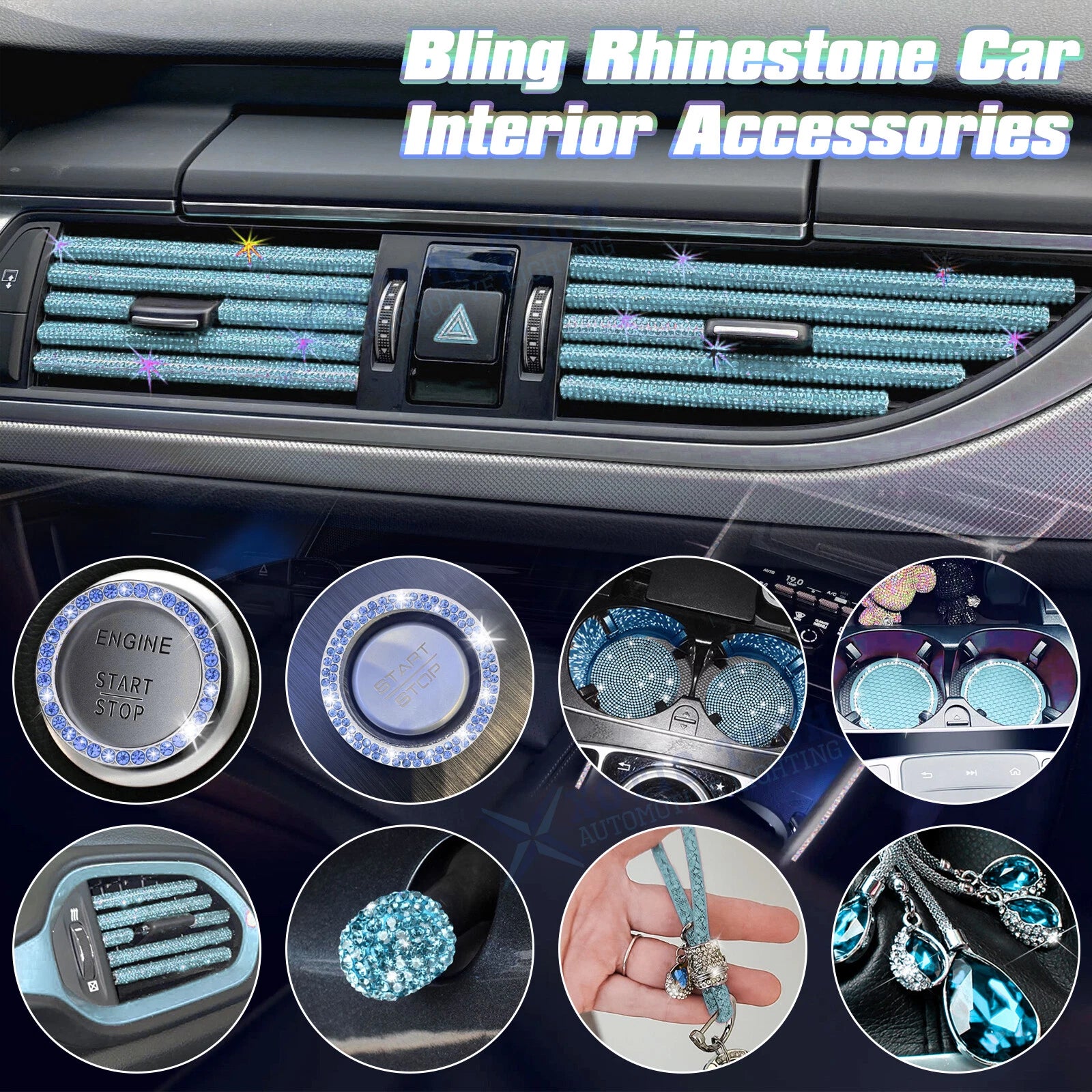 Light Blue Rhinestone Interior Decoration for Car Women (2015–2021)