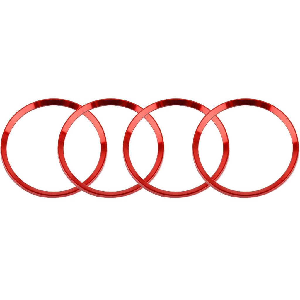 4PCS Red Aluminum Wheel Hub Cap Ring Covers for Audi A4 Q5 TT (2008-2016)