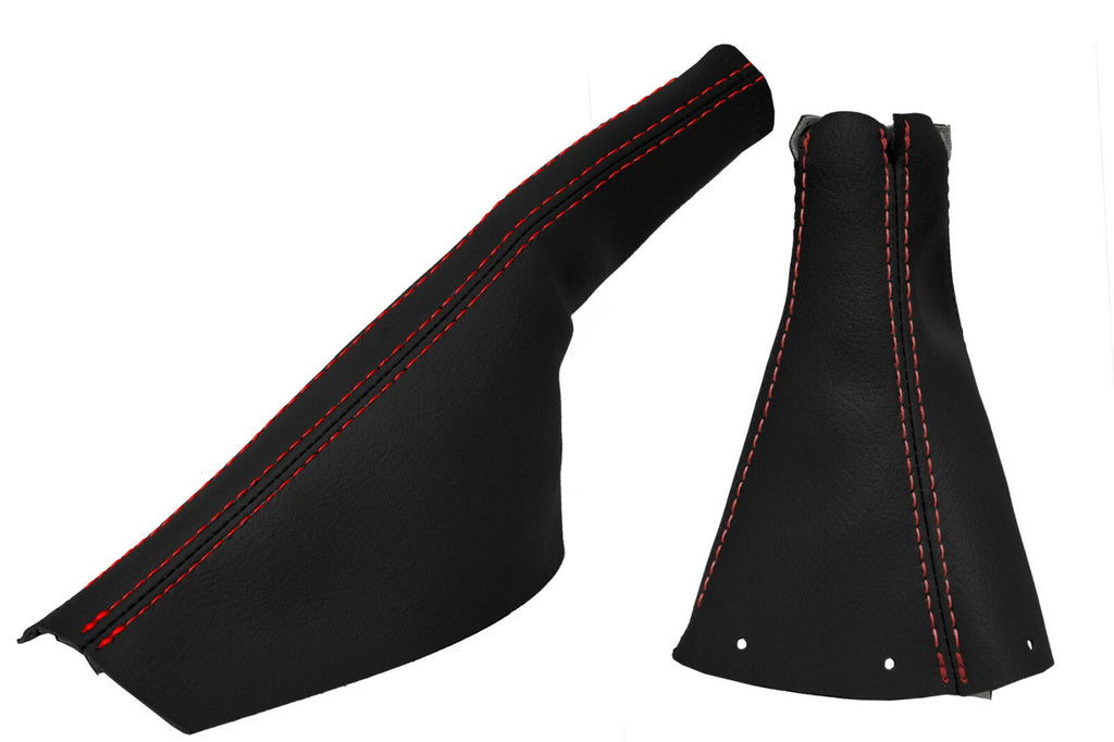 Leather Manual & E Brake Boot Cover for Audi TT (1998–2006) Red Stitch