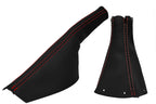Leather Manual & E Brake Boot Cover for Audi TT (1998–2006) Red Stitch