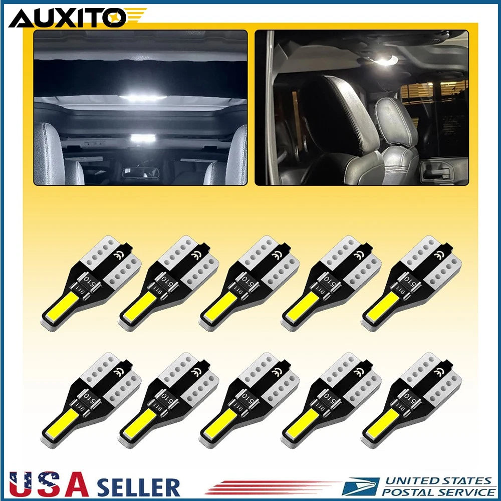 2X T10 LED License Plate Light Bulbs for AUXITO (6000K Bright White)