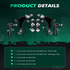 8pc Steering Kit Control Arm Sway Bar Tie Rods for PT Cruiser, Dodge Neon (2001–2010)