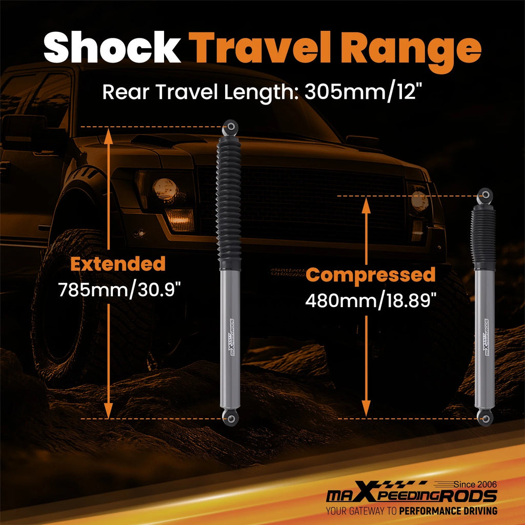 0-3.5" Rear Shocks for Ford F-150 (2009-2026) Nitrogen Charged Lift Shock