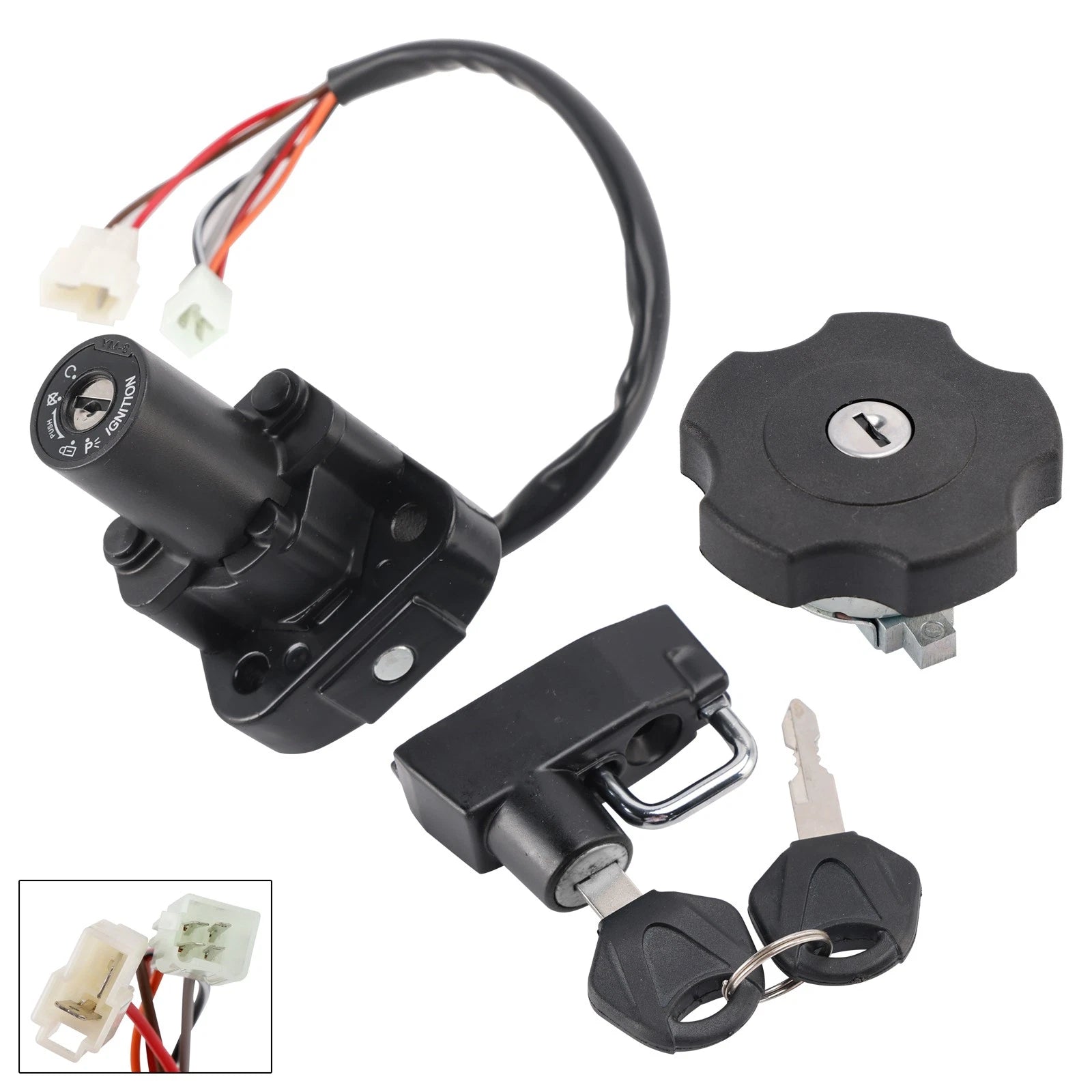 Set of 2 Ignition Key Switch Fuel Cap Helmet Lock for Yamaha XT600E XT500E (1996–2002)