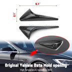 Black Carbon Style Side Camera Decor Cover Trim for Tesla Model Y (2024-2025)