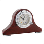 Porthole Collection Nautical Tambour Clock for Desk (Hardwood Mahogany)