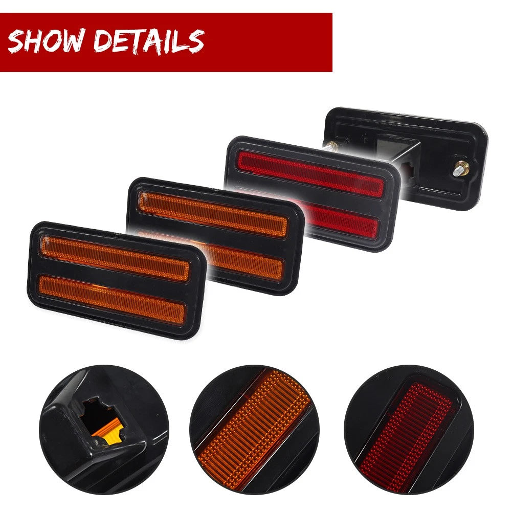 Front Amber & Rear Red Side Marker Light Reflectors for Pontiac Firebird (1970–1981)