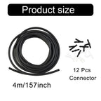 Windshield Wiper Washer Nozzle Hose Kit 4m 12 Connector Black/White